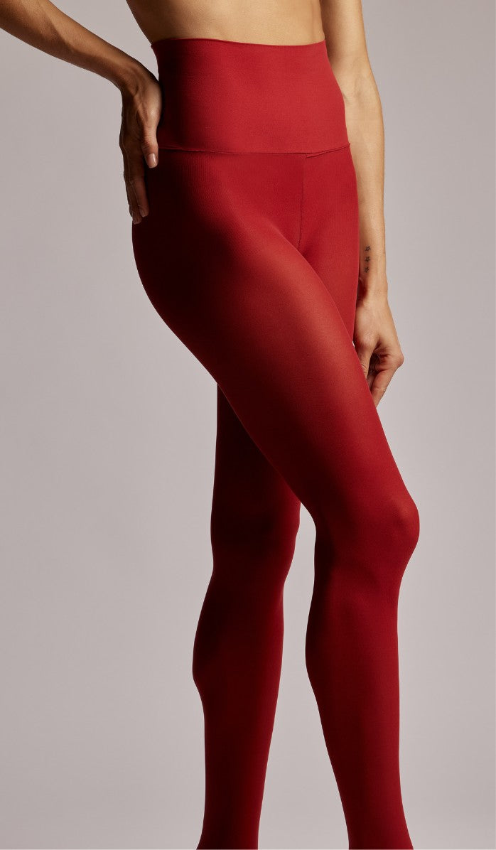 55 Denier Elastic Waist Tights - Red