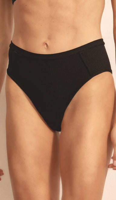 Kate Bikini Bottom - Black Waffle