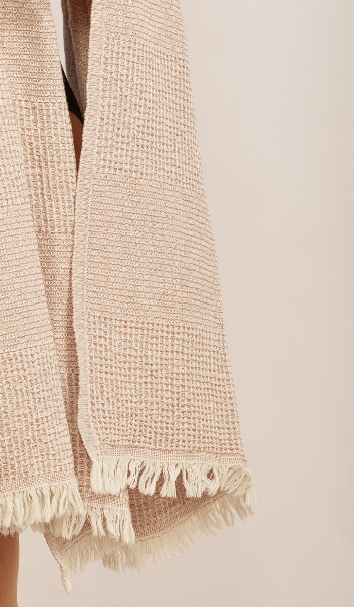 Mixed Waffle Beach Towel - Terracotta