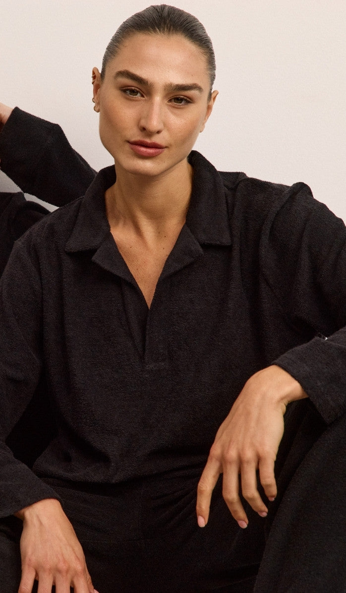 Bouclé Polo Set - Black