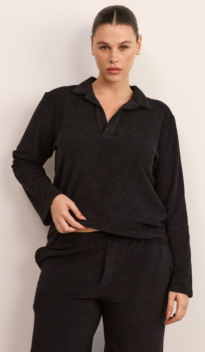 Bouclé Polo Set - Black