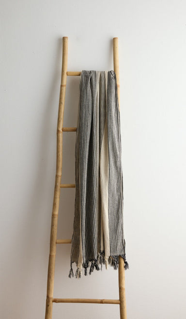 Linen Sarong - Black Stripes