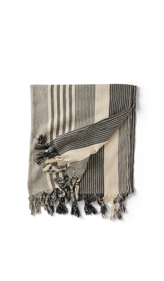 Linen Sarong - Black Stripes