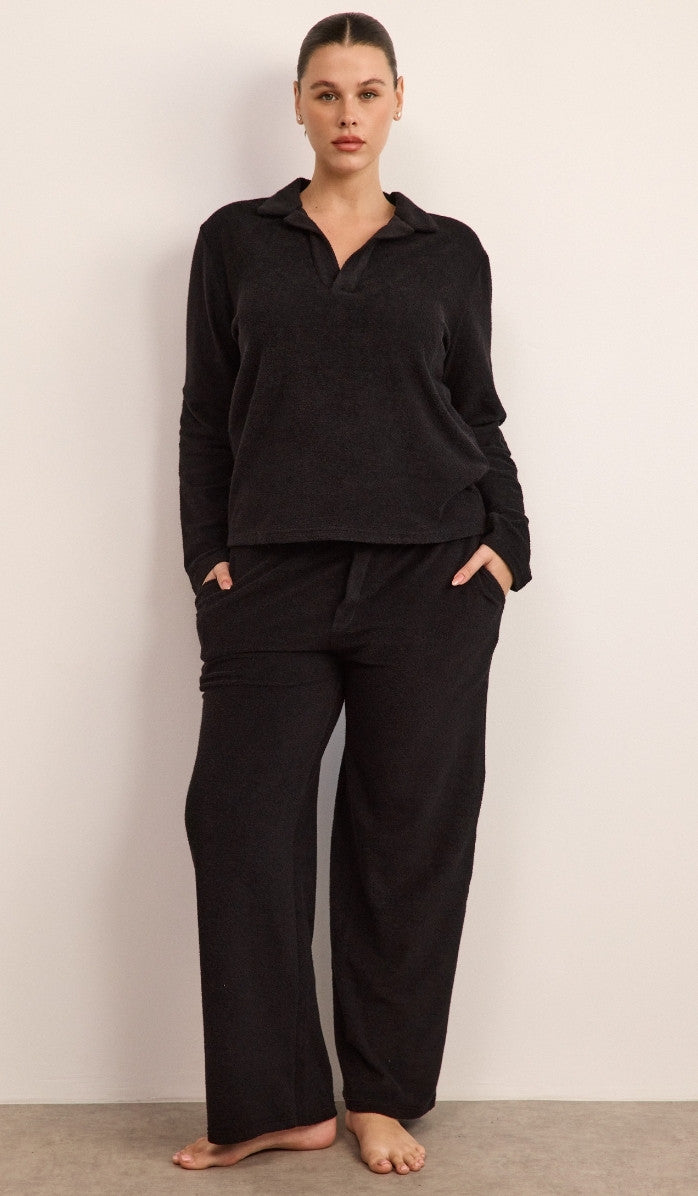 Bouclé Polo Set - Black
