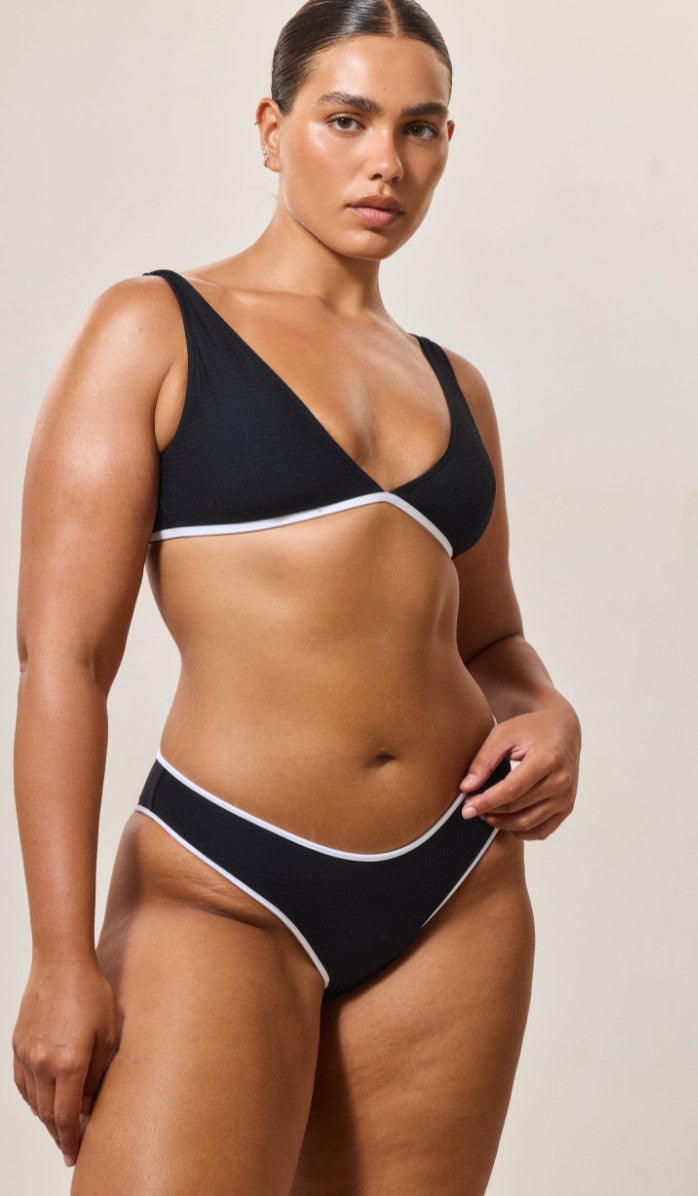 Rhea Bikini Top - Black Waffle