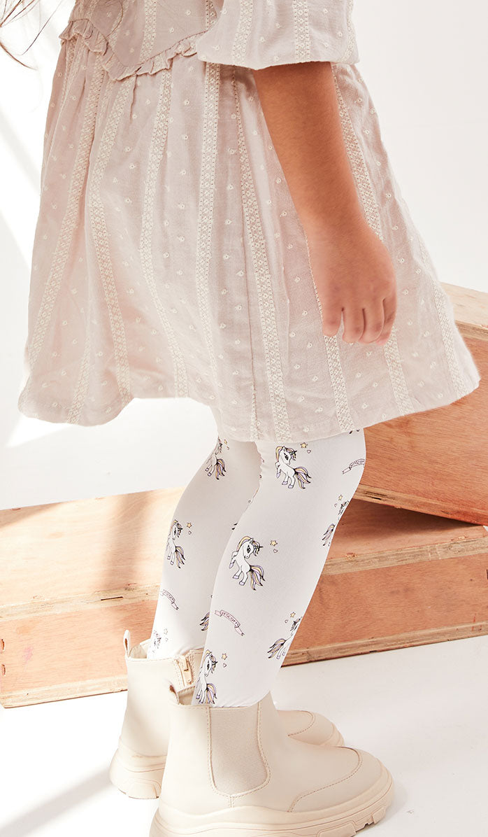 Girls' Opaque Tights - Magic Tale Cream - Back View