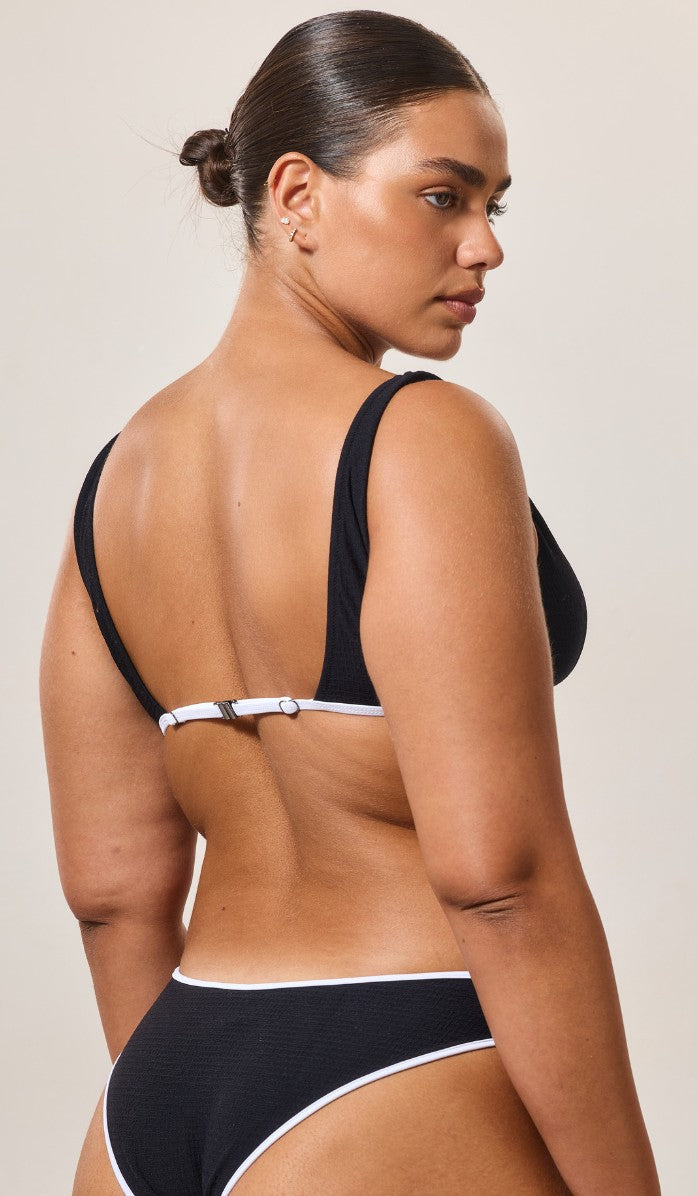Rhea Bikini Top - Black Waffle