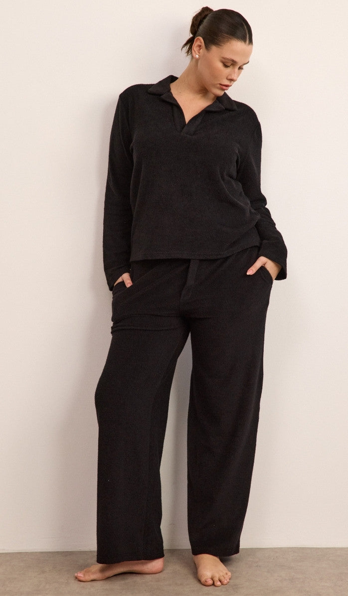 Bouclé Polo Set - Black
