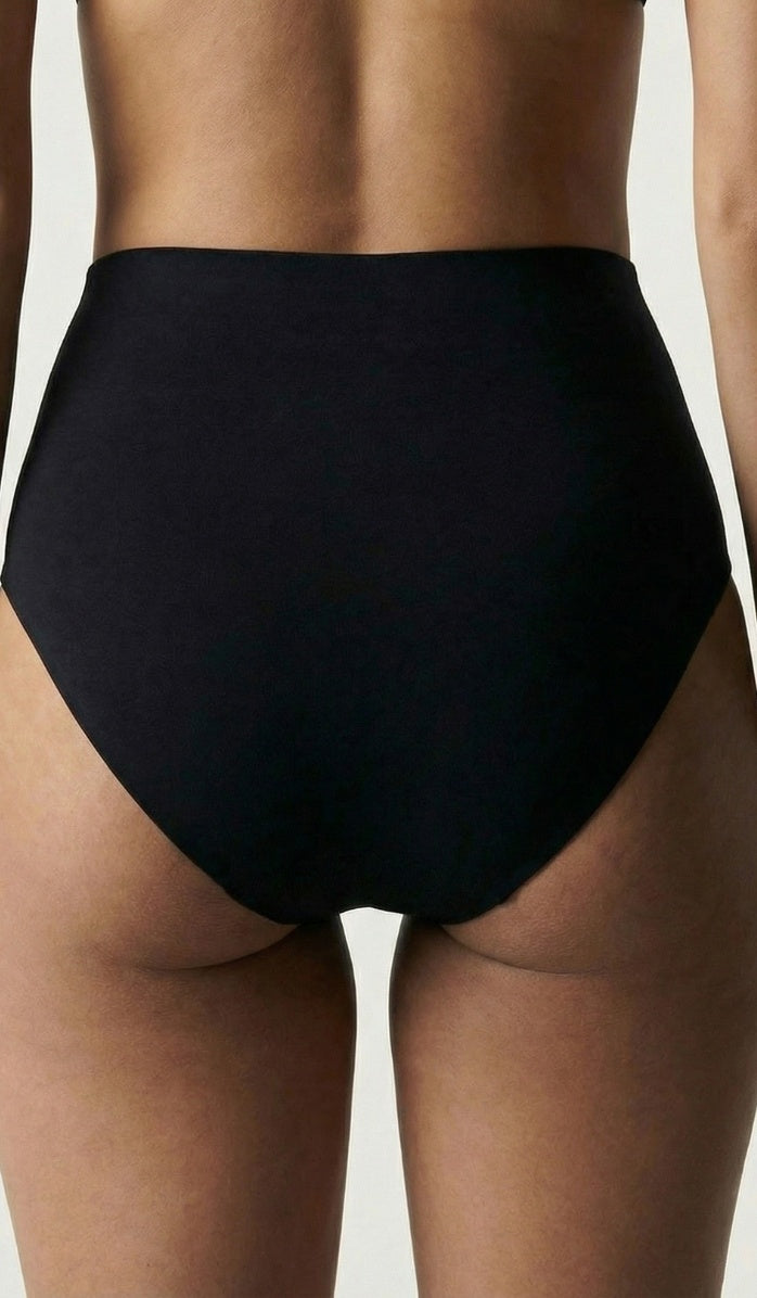 Seamless Cotton Panty - Maxi Black - Back View