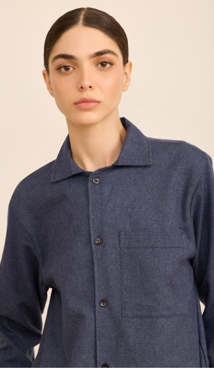 Flannel Button-Up Set - James Denim Blue