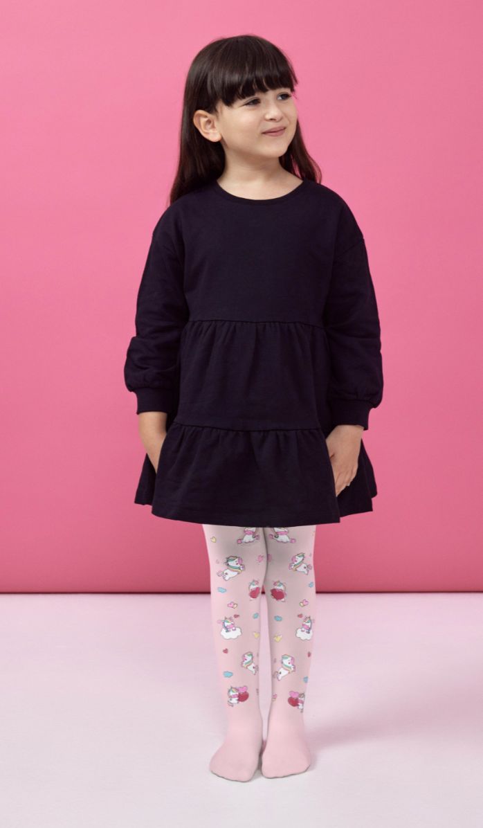 Girls' Opaque Tights - Uni Love Baby Pink