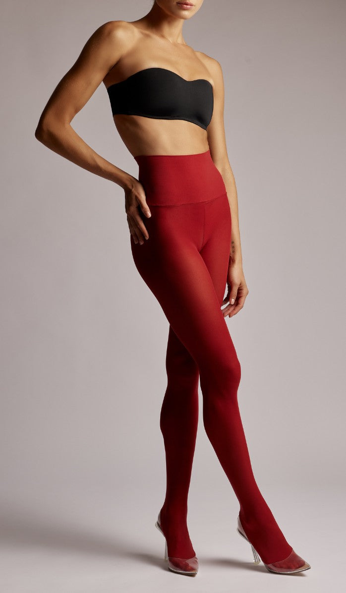 55 Denier Elastic Waist Tights - Red