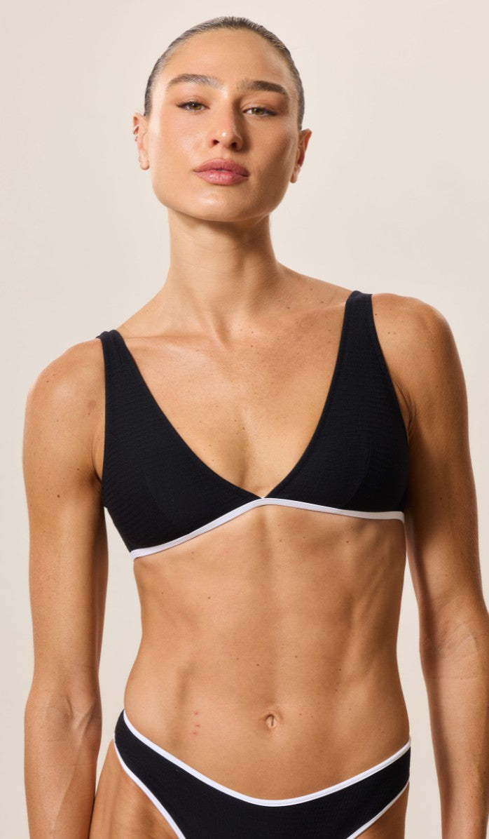 Rhea Bikini Top - Black Waffle