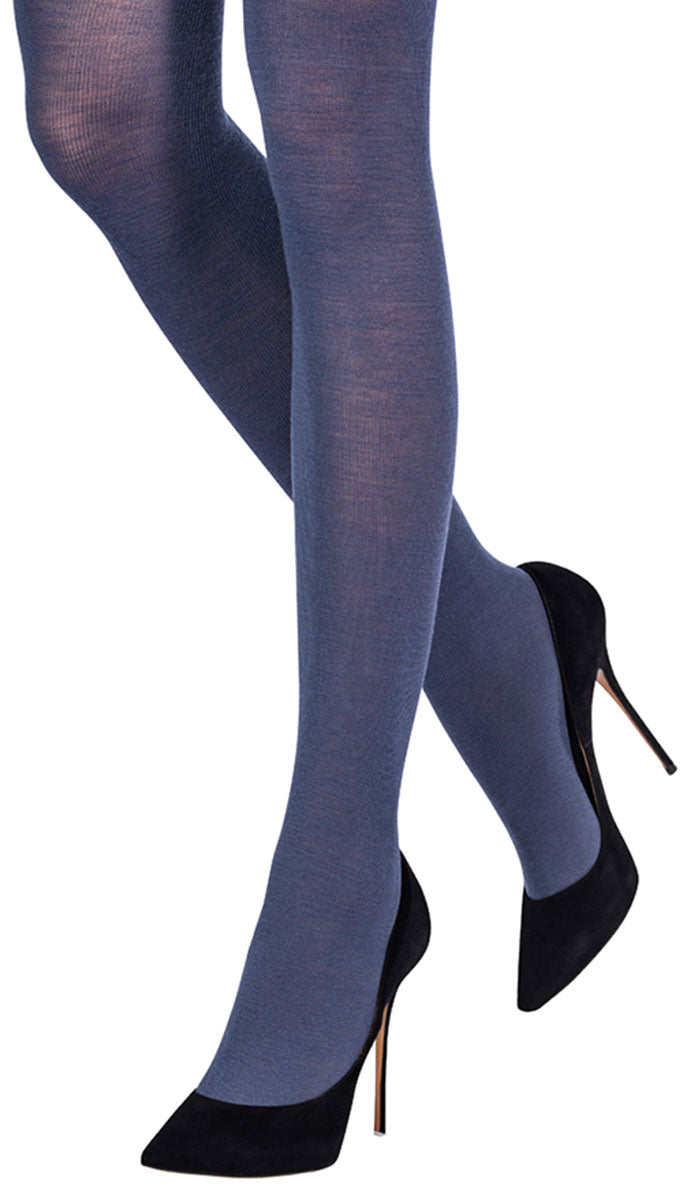 Wool Tights - Blue - Back View
