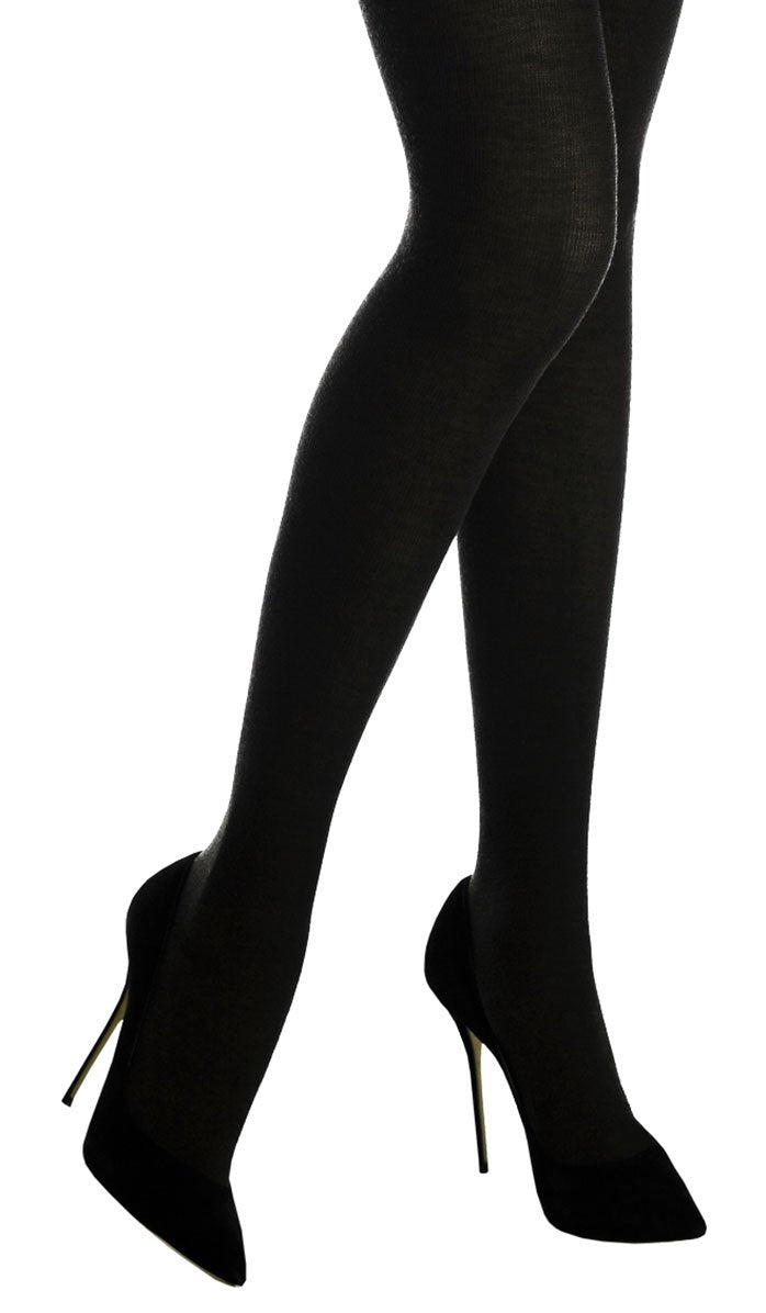 Wool Tights - Black - Side View