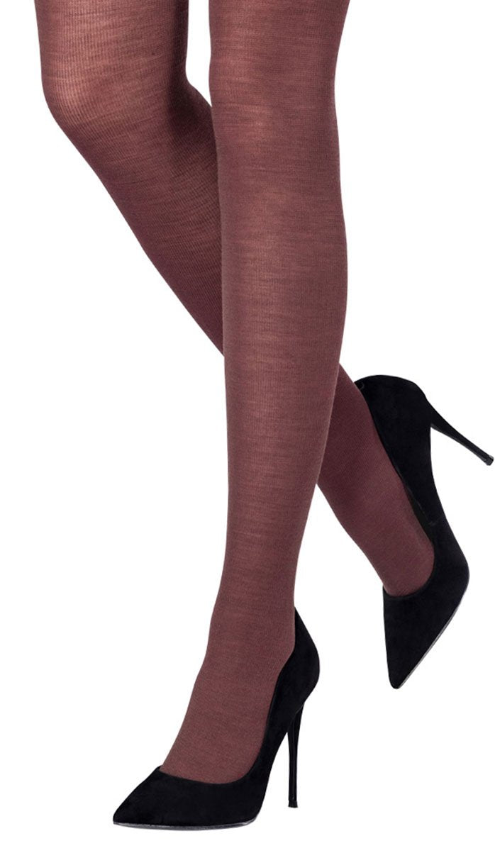 Wool Tights - Burgundy - Back View