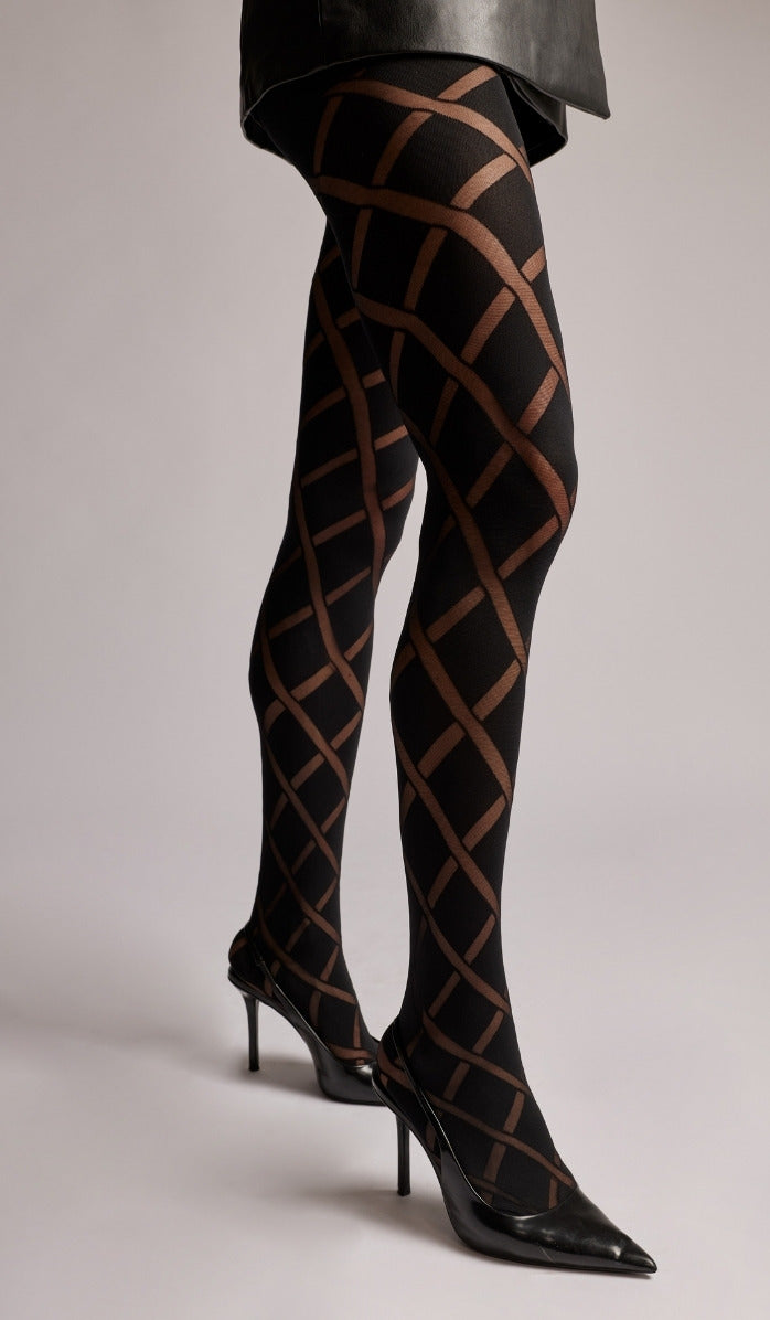 Tights - Diamonds - Black - Back View