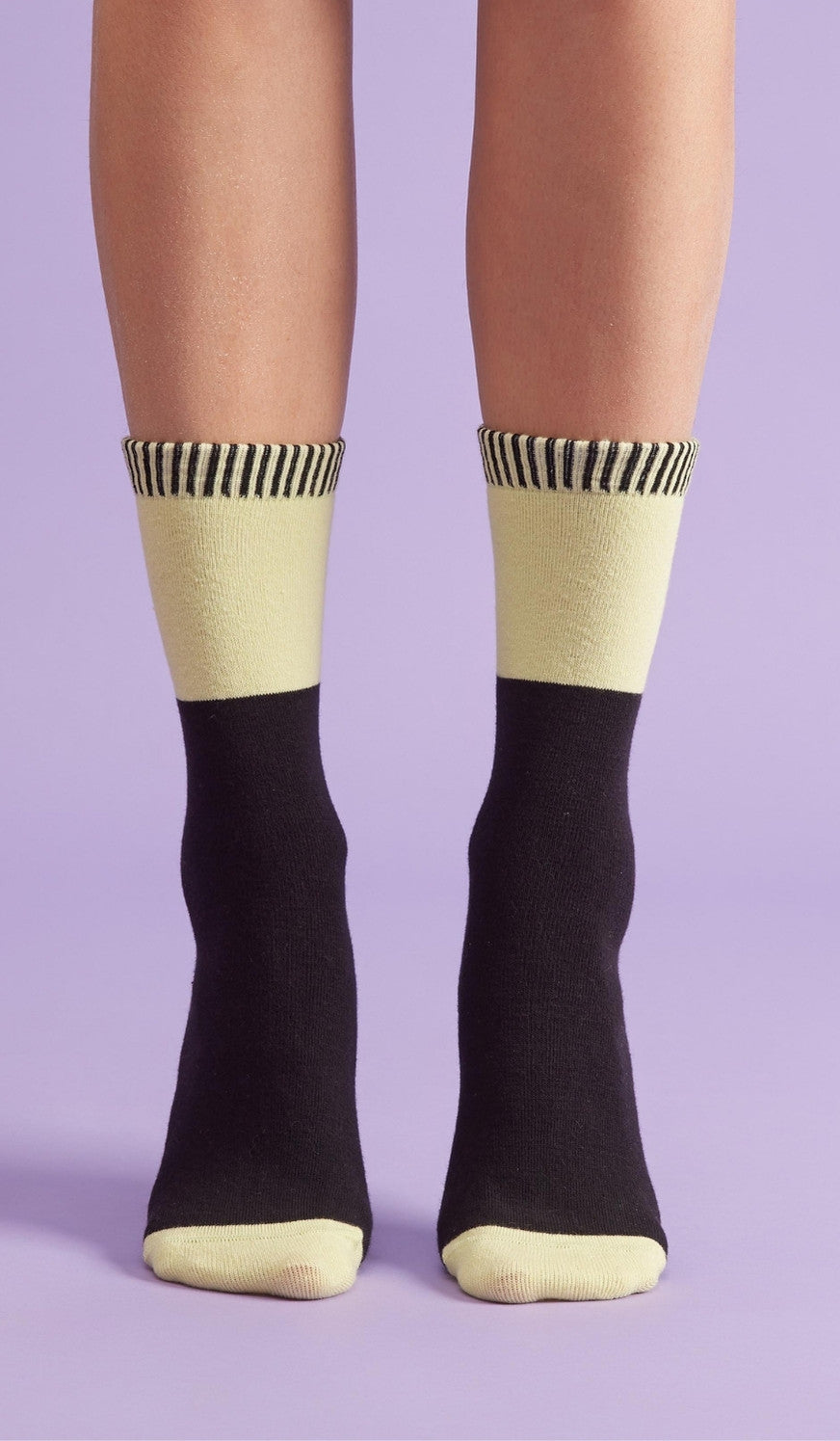 Cotton Socks - Color Block Lime