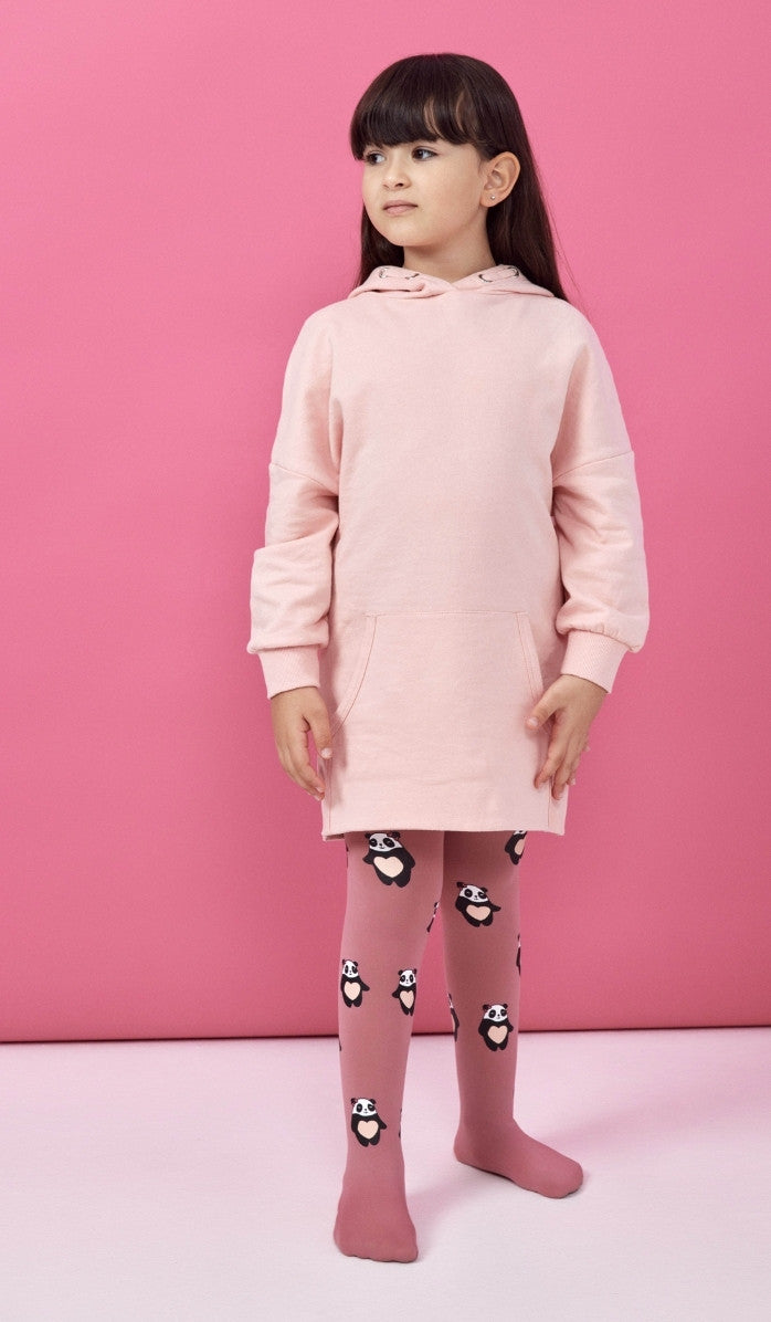 Girls' Opaque Tights - Miss Panda Antique Pink