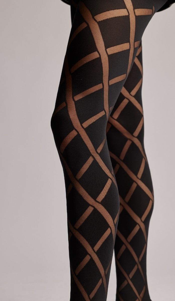 Tights - Diamonds - Black - Side View