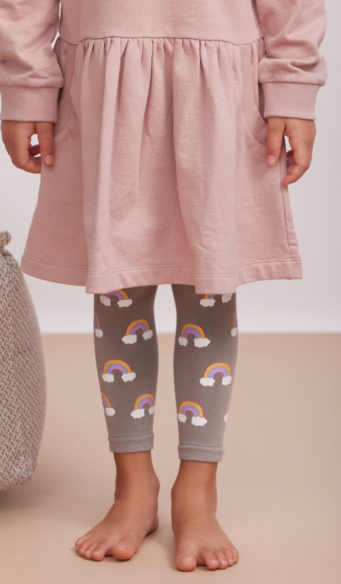 Girls' Footless Tights - Rainbow Kingdom Gray