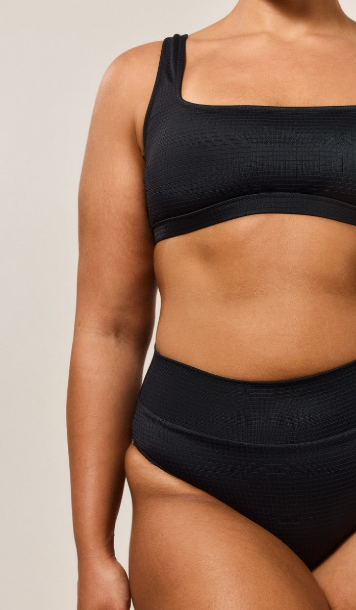 Luna Bikini Top - Black Micro Grid