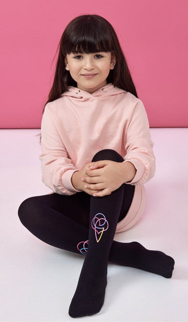 Girls' Opaque Tights - Ice Baby Black