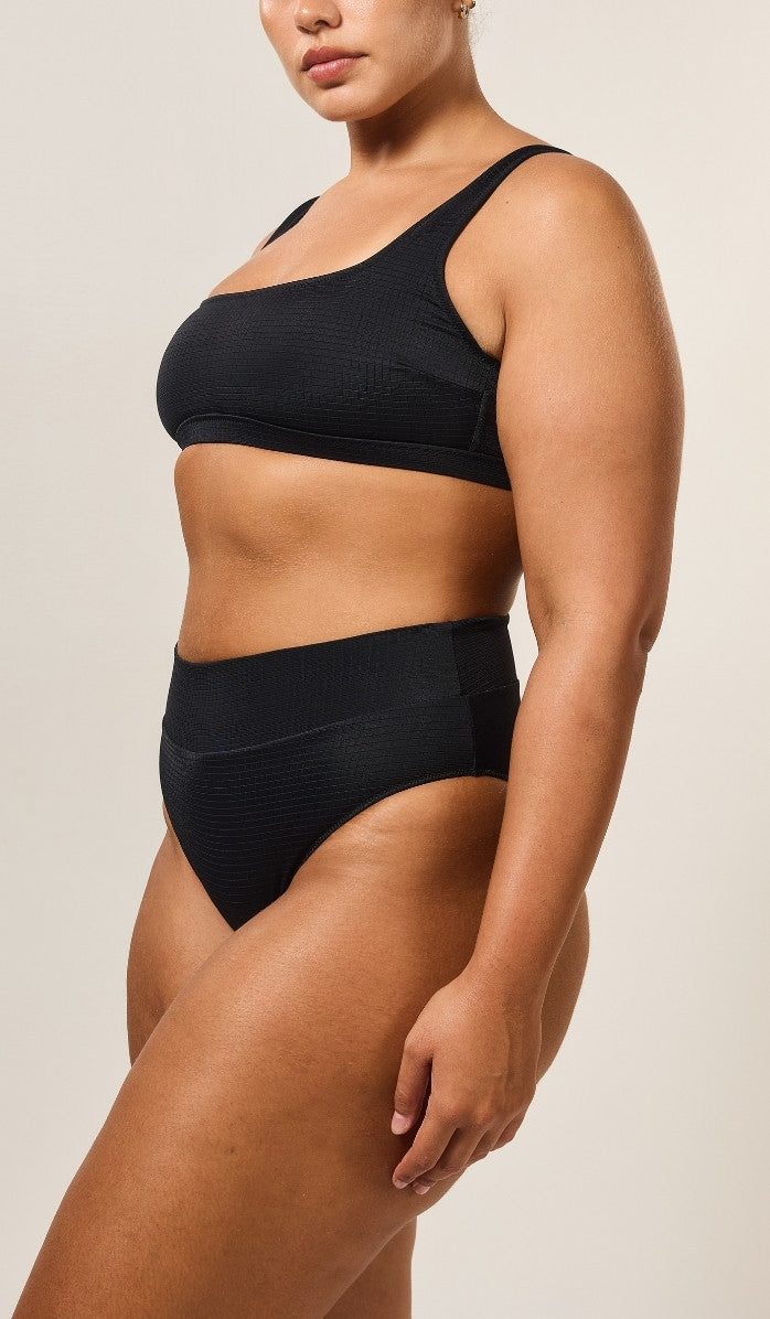 Luna Bikini Top - Black Micro Grid
