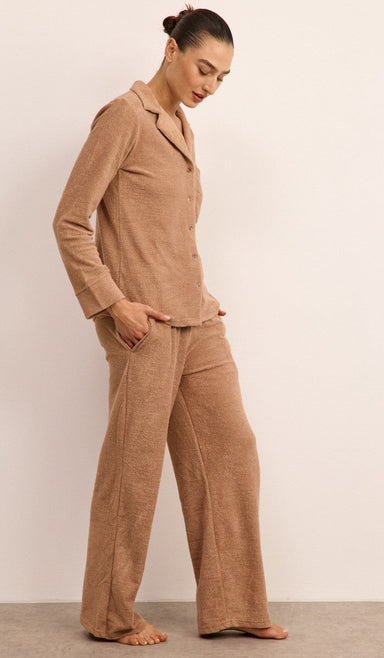 Bouclé Button-Up Set - Mocha