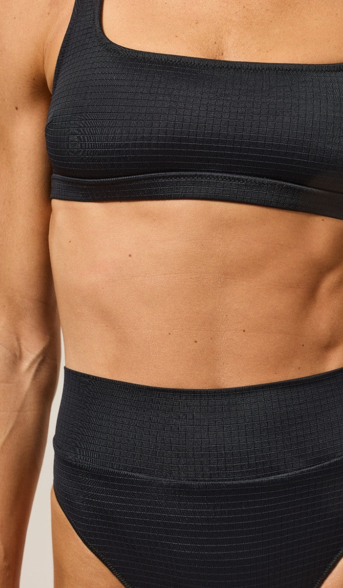 Luna Bikini Top - Black Micro Grid