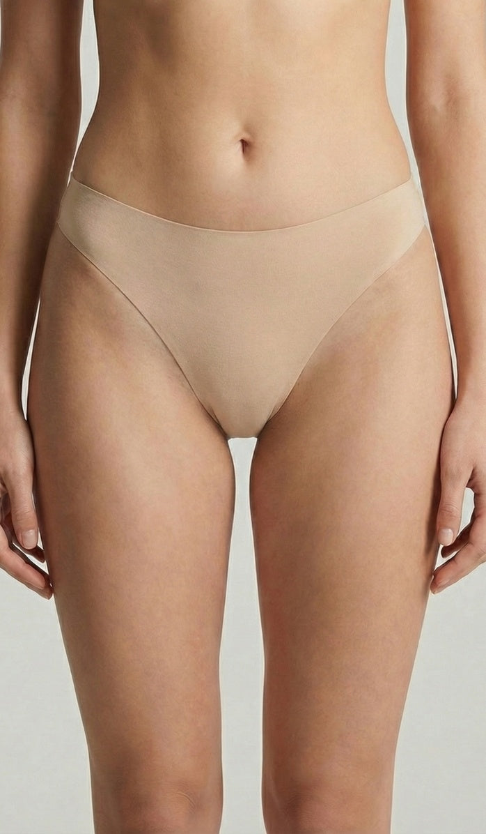 Seamless Cotton Panty - Thong Powder - Side View
