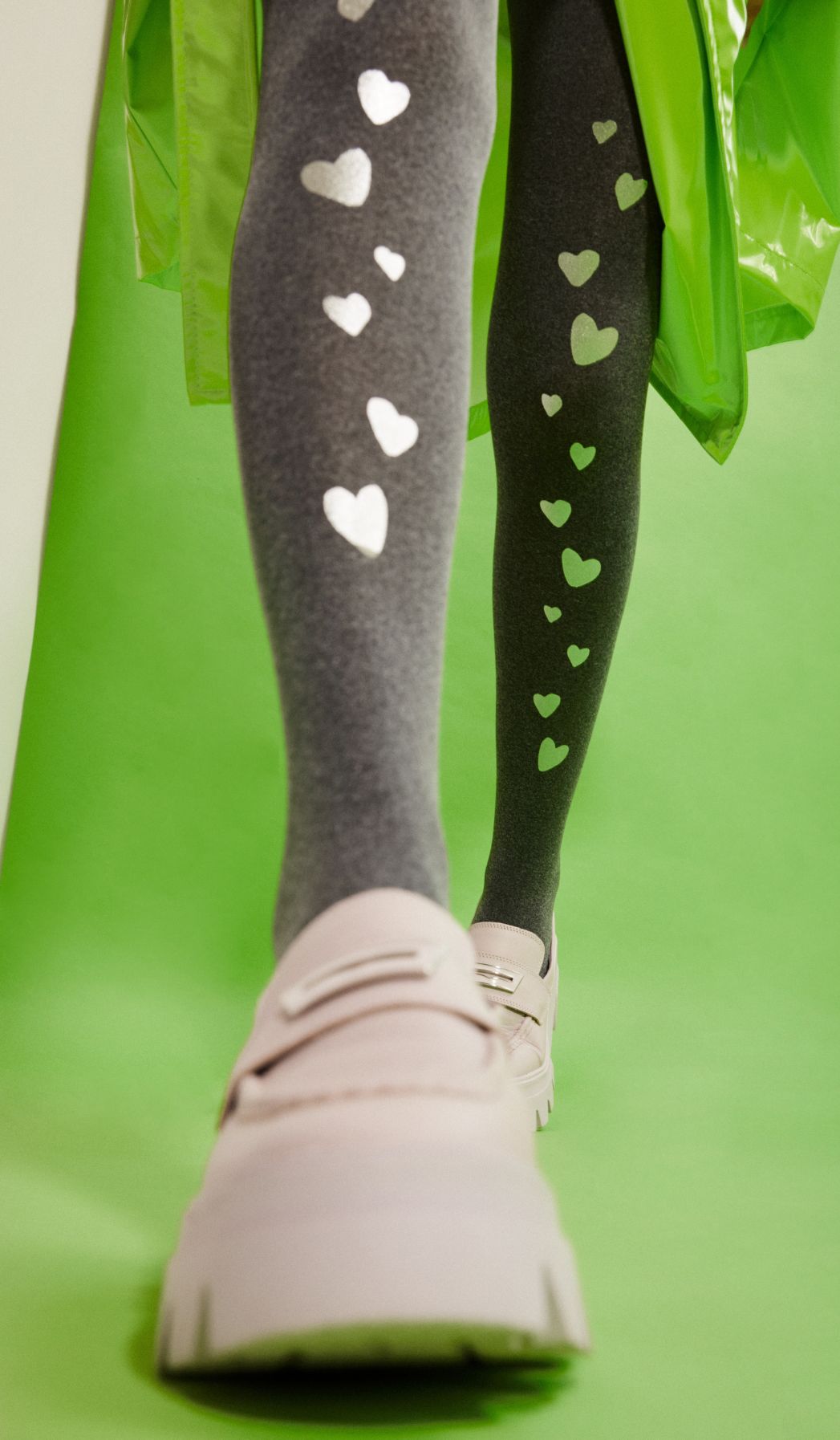 Women's Opaque Printed Tights - Valentine Gray Melange