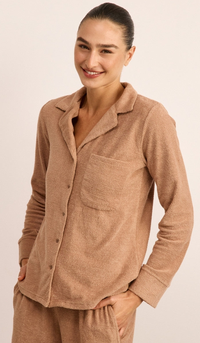 Bouclé Button-Up Set - Mocha