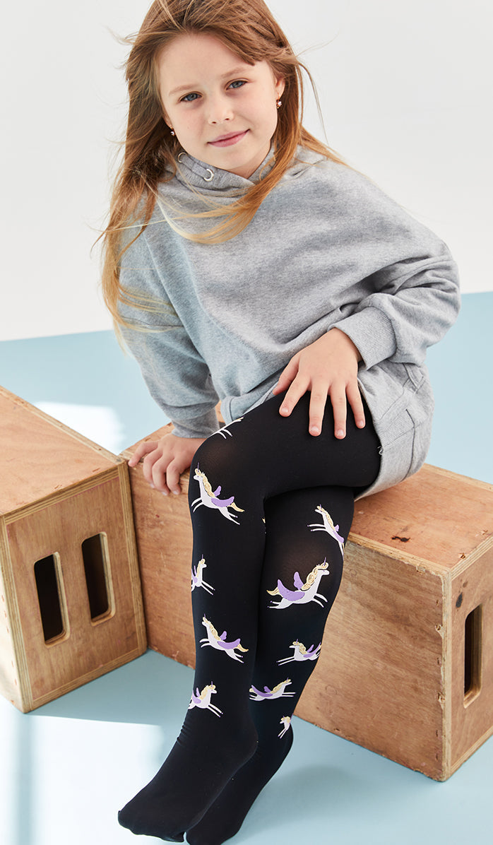 Girls' Opaque Tights - Fly High Black