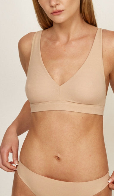 Cotton Bra with Wide Straps - Powder