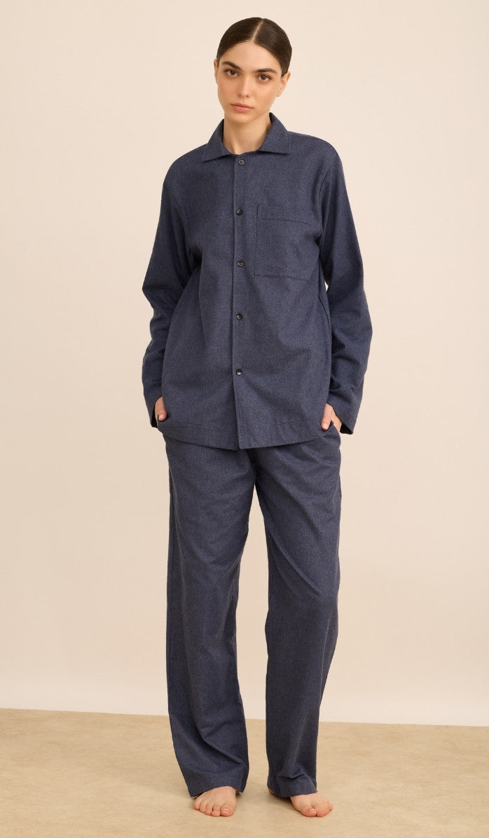 Flannel Button-Up Set - James Denim Blue