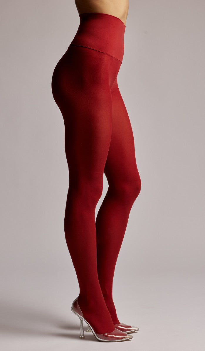 55 Denier Elastic Waist Tights - Red