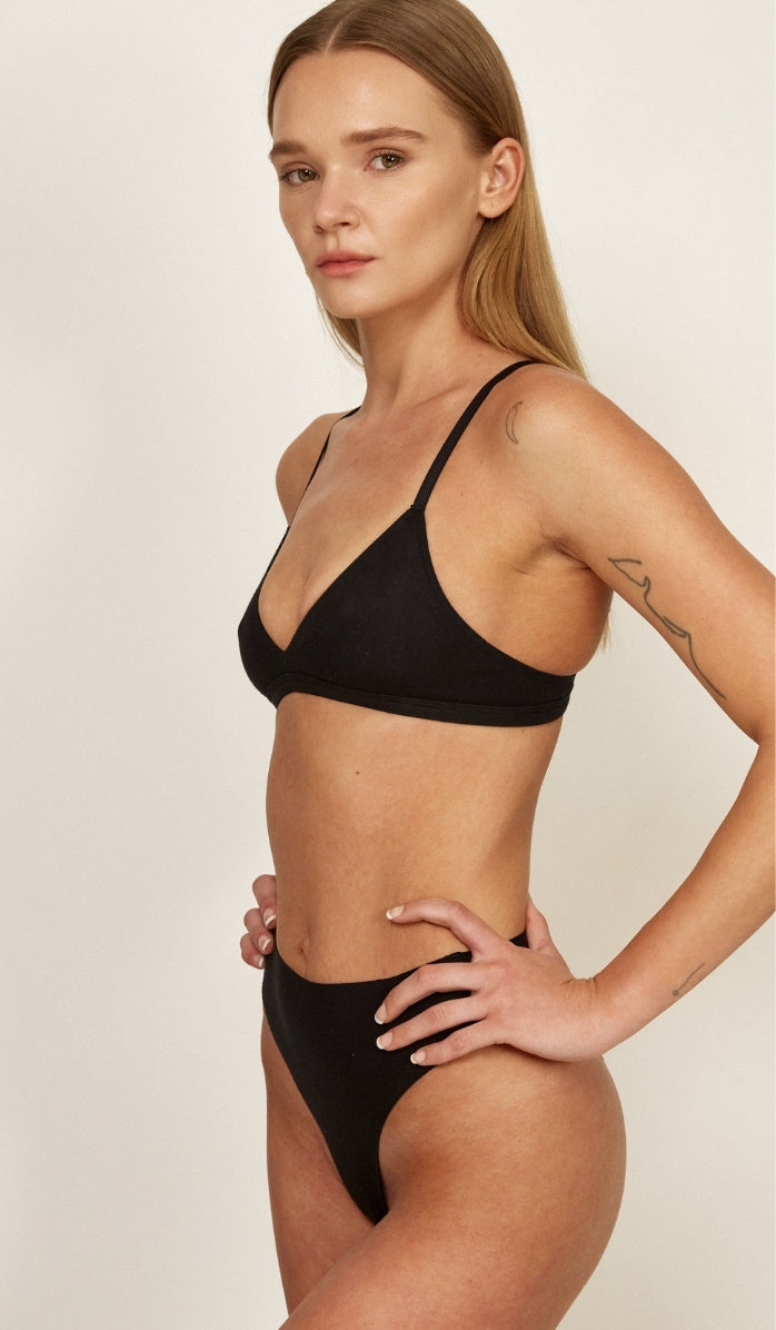 Cotton Mini Triangle Bra - Black (4)