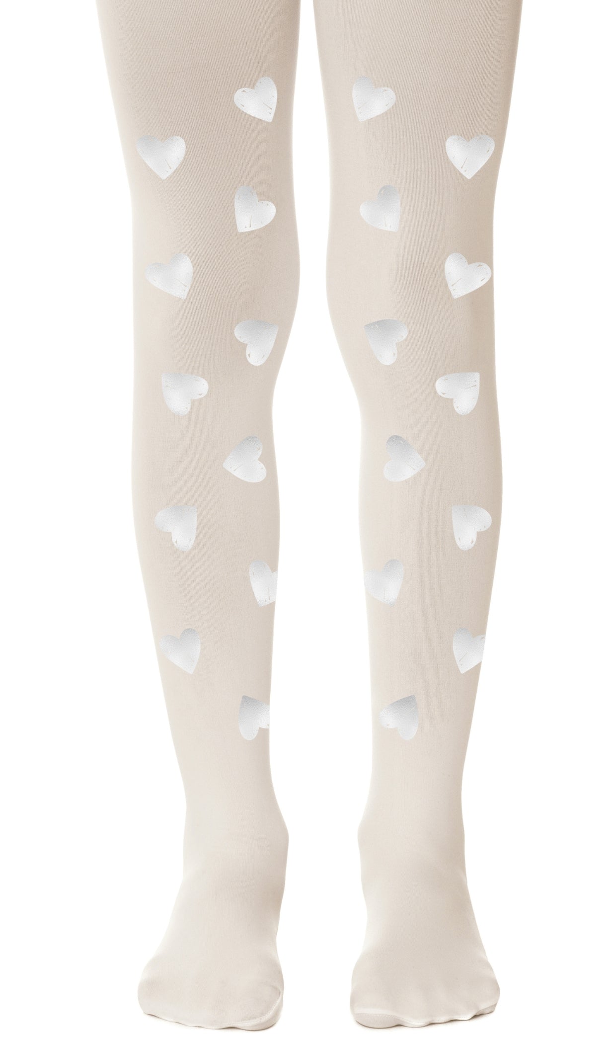 tights girls' cream hearts