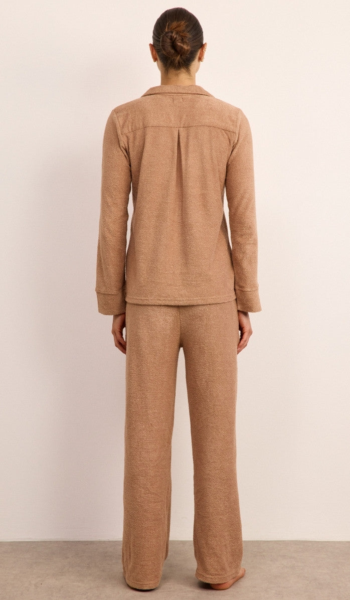 Bouclé Button-Up Set - Mocha