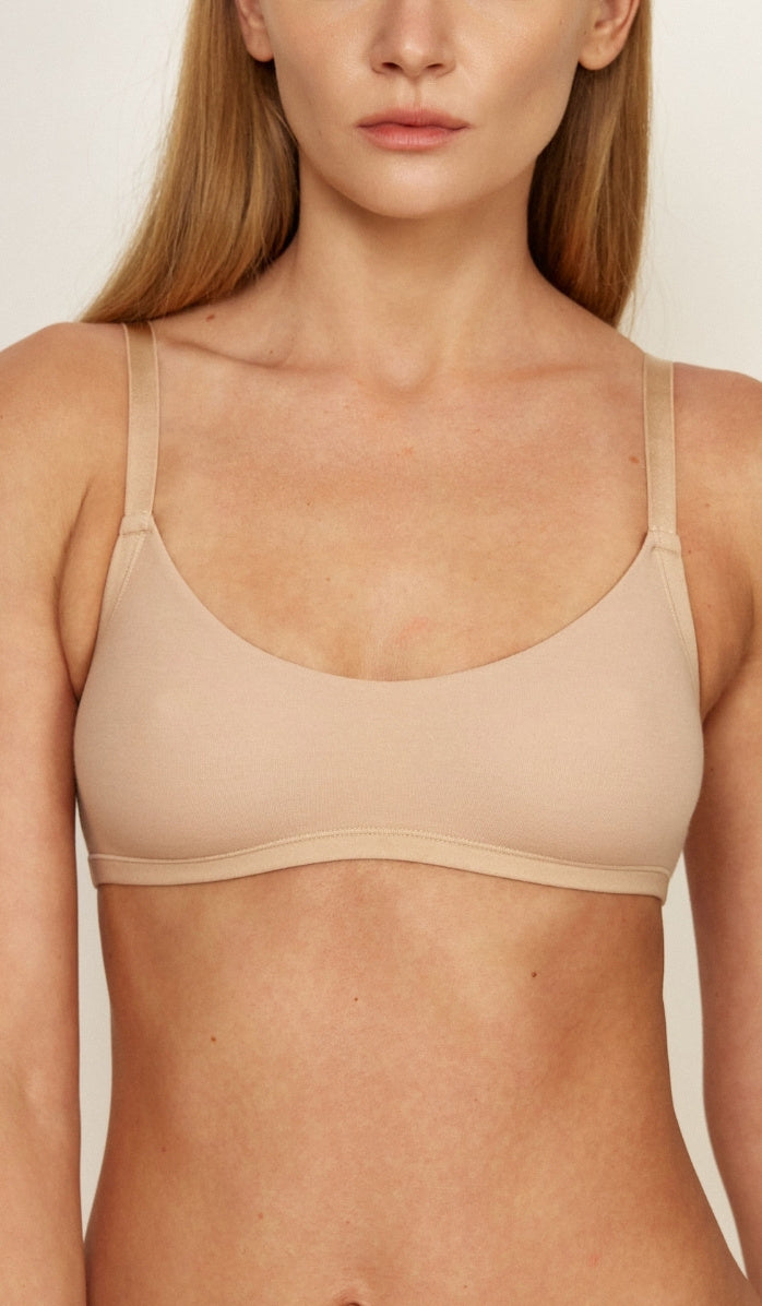 Cotton Scoop Bralette - Powder (2)