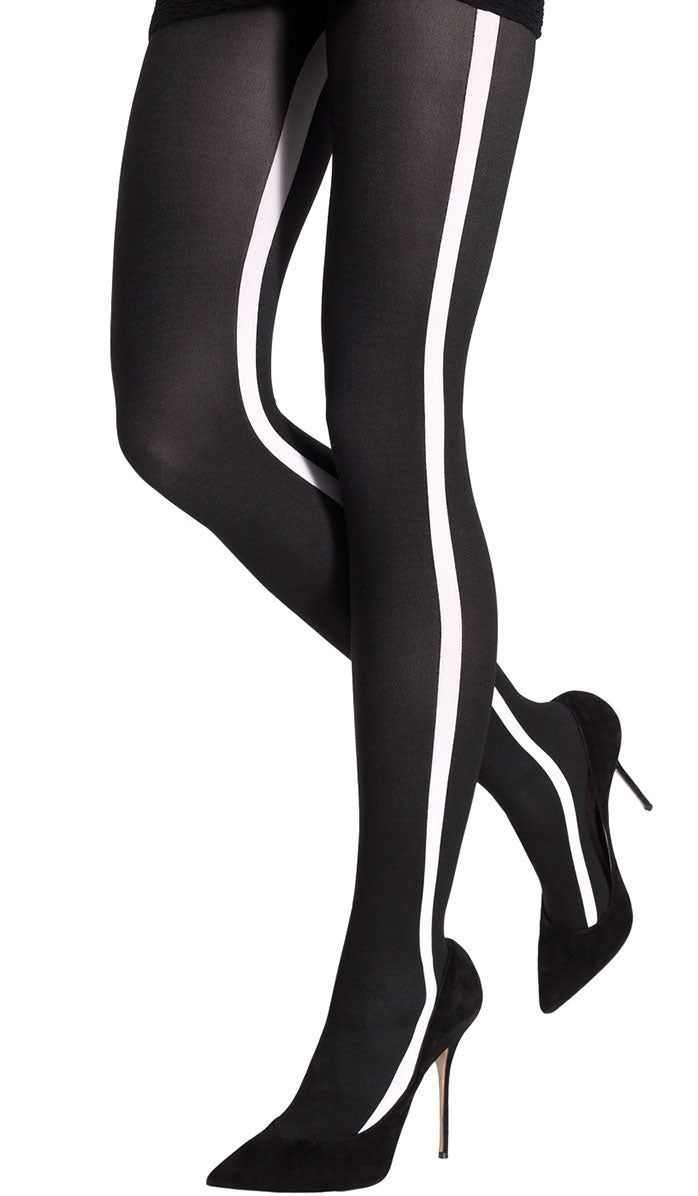 Sporty Stripe Tights - Black White