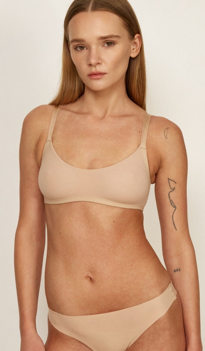 Cotton Scoop Bralette - Powder (3)