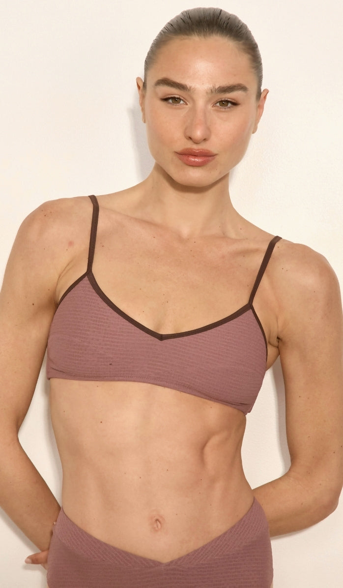 Ariel Bikini Top - Dusty Pink Waffle