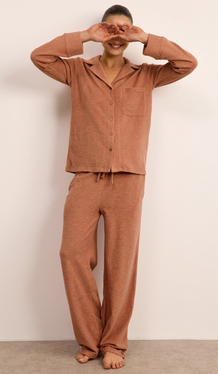 Bouclé Button-Up Set - Antique Pink