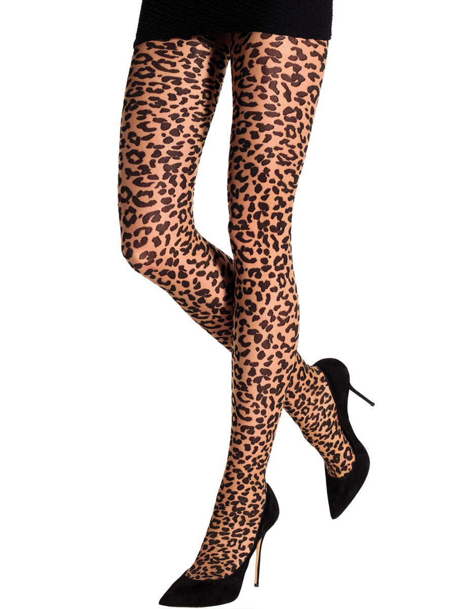 Leopard Tights - Black Nude