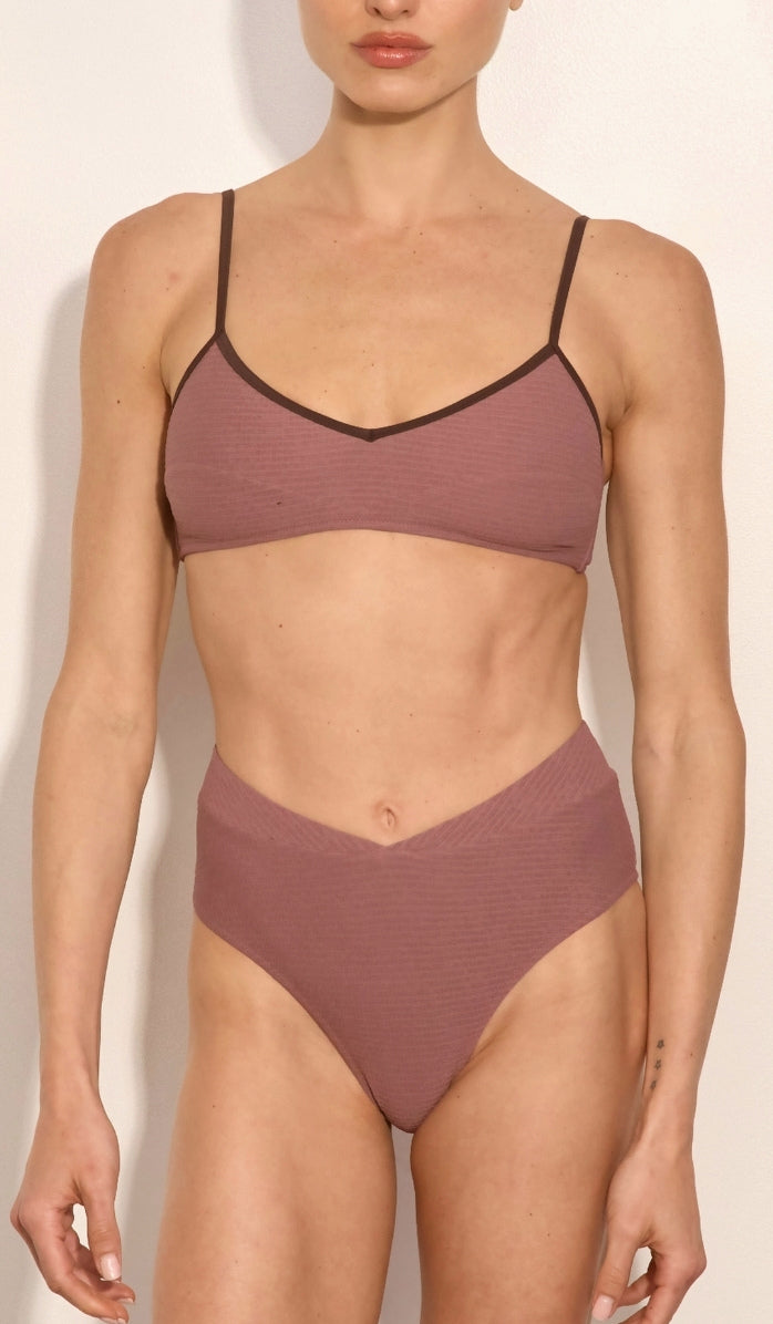 Ariel Bikini Top - Dusty Pink Waffle