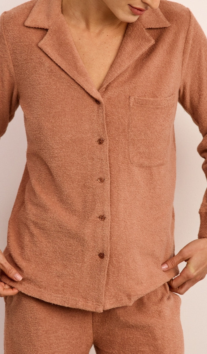 Bouclé Button-Up Set - Antique Pink