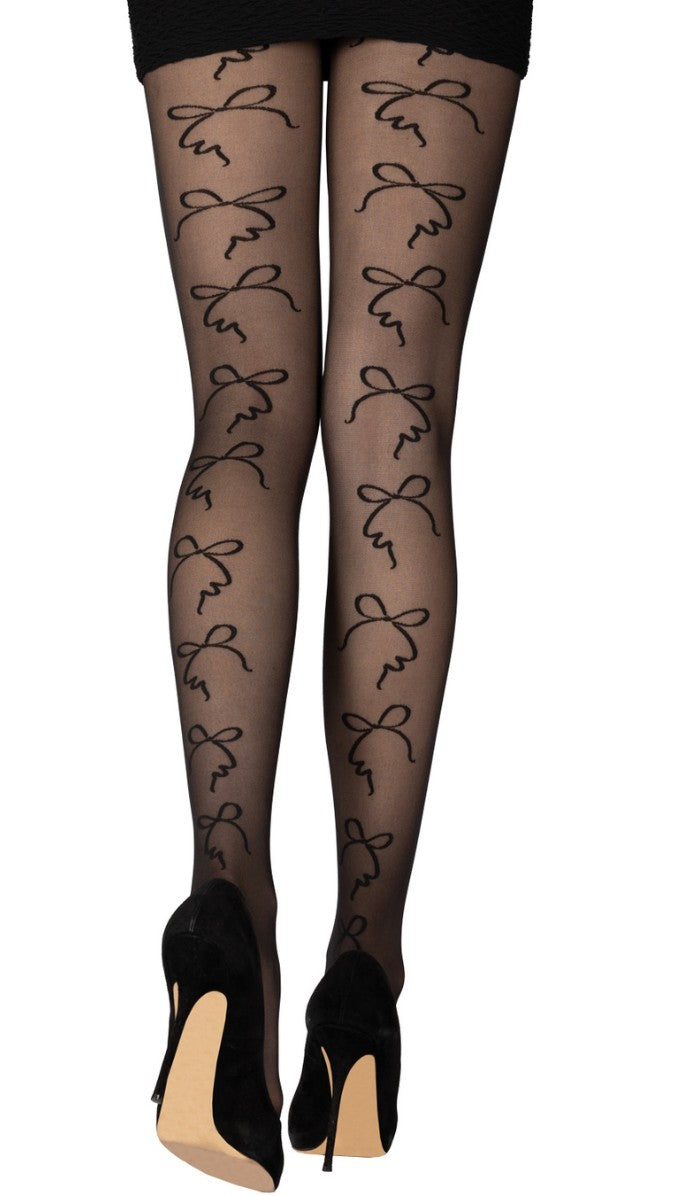 Tights - Bows - Black - Back View