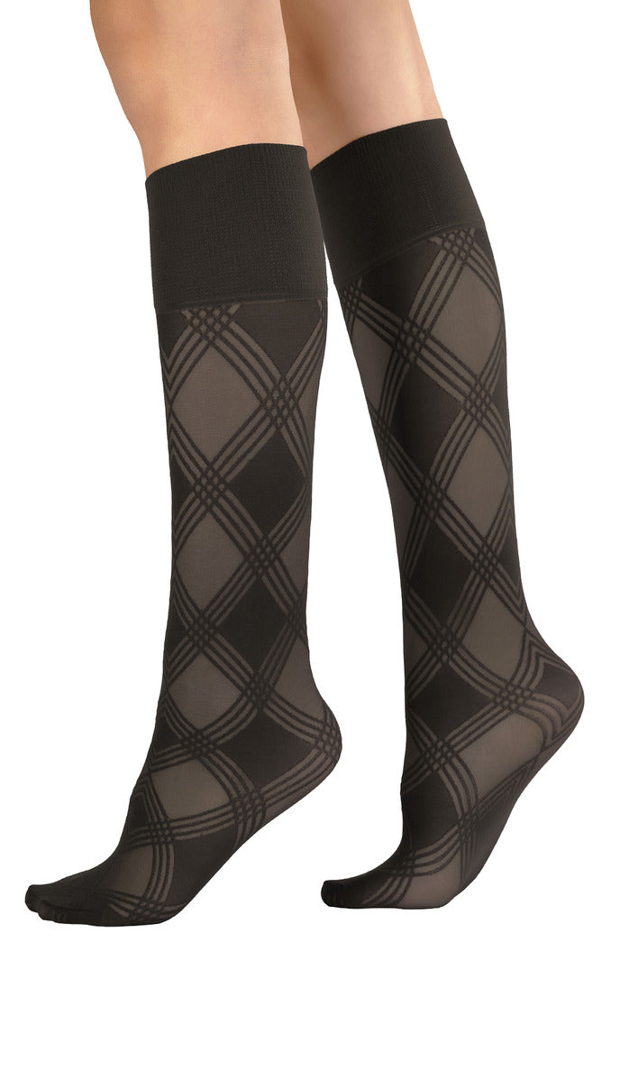 Endless Diamond Knee-High Socks - Dark Gray